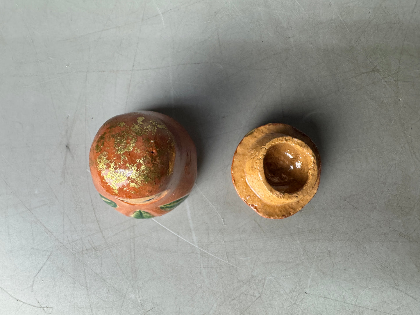 Y8901 BOX Raku-ware Daruma signed box kintsugi Japan antique incense case aroma