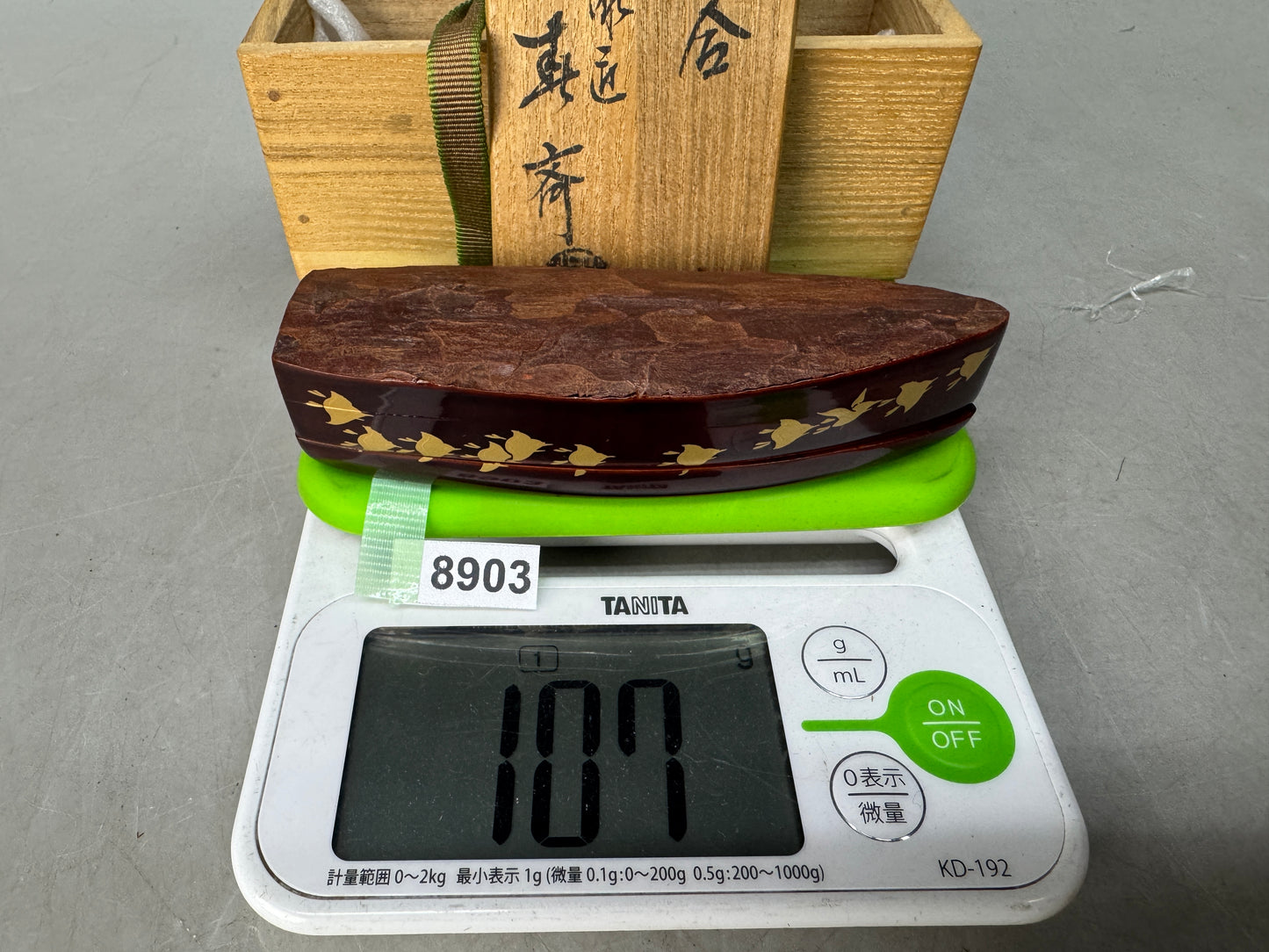 Y8903 BOX Chidori Makie signed box Japan antique incense holder fragrance aroma