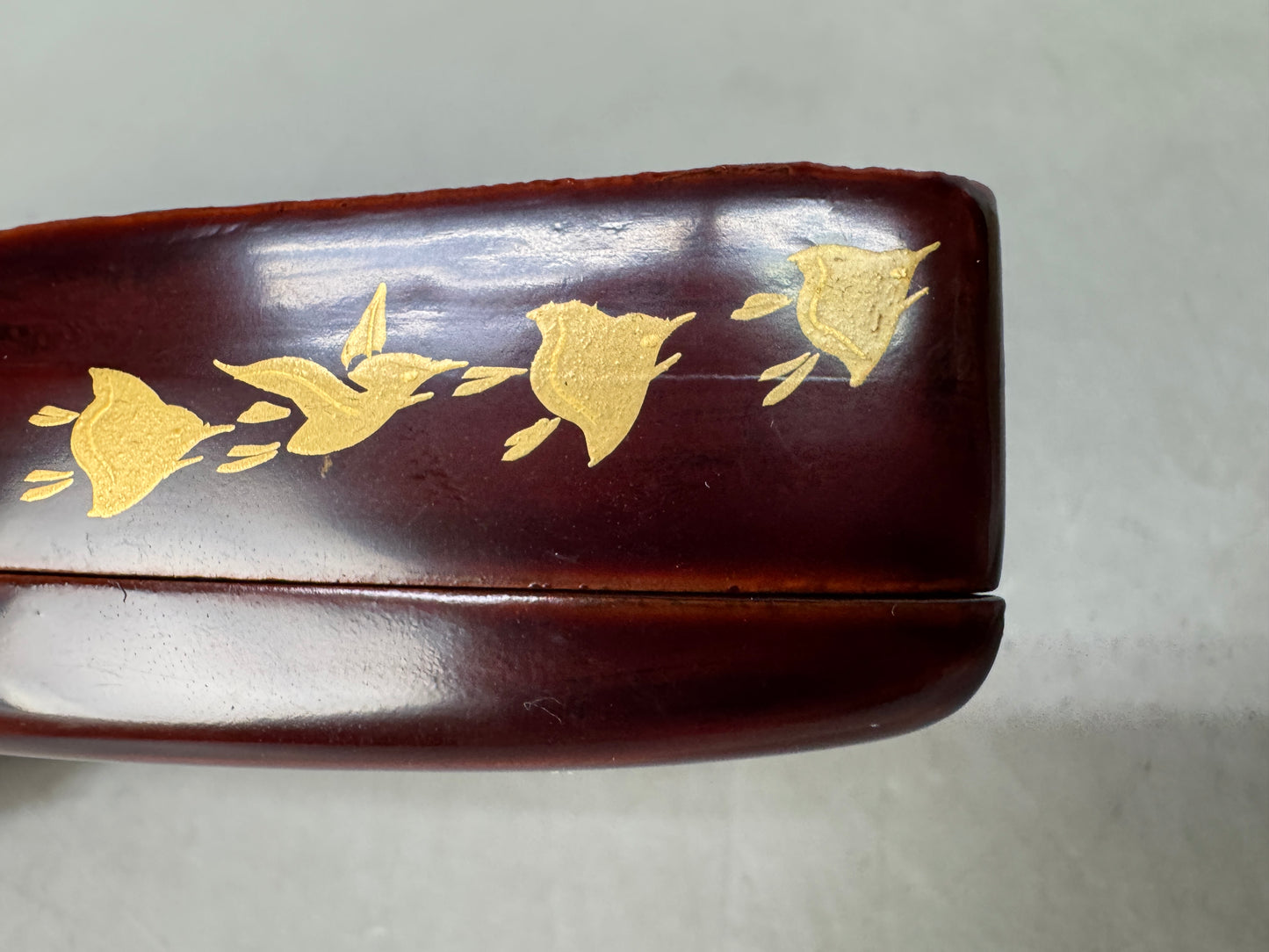 Y8903 BOX Chidori Makie signed box Japan antique incense holder fragrance aroma