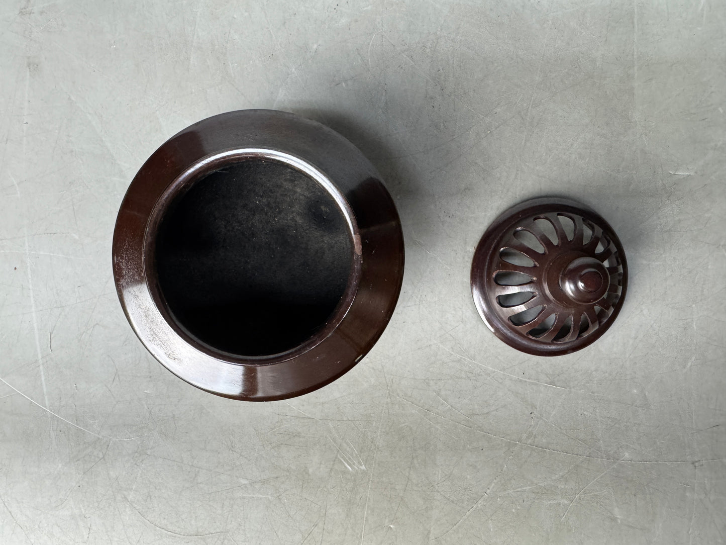 Y8905 KOURO Copper chidori pattern Japan antique fragrance incense burner aroma