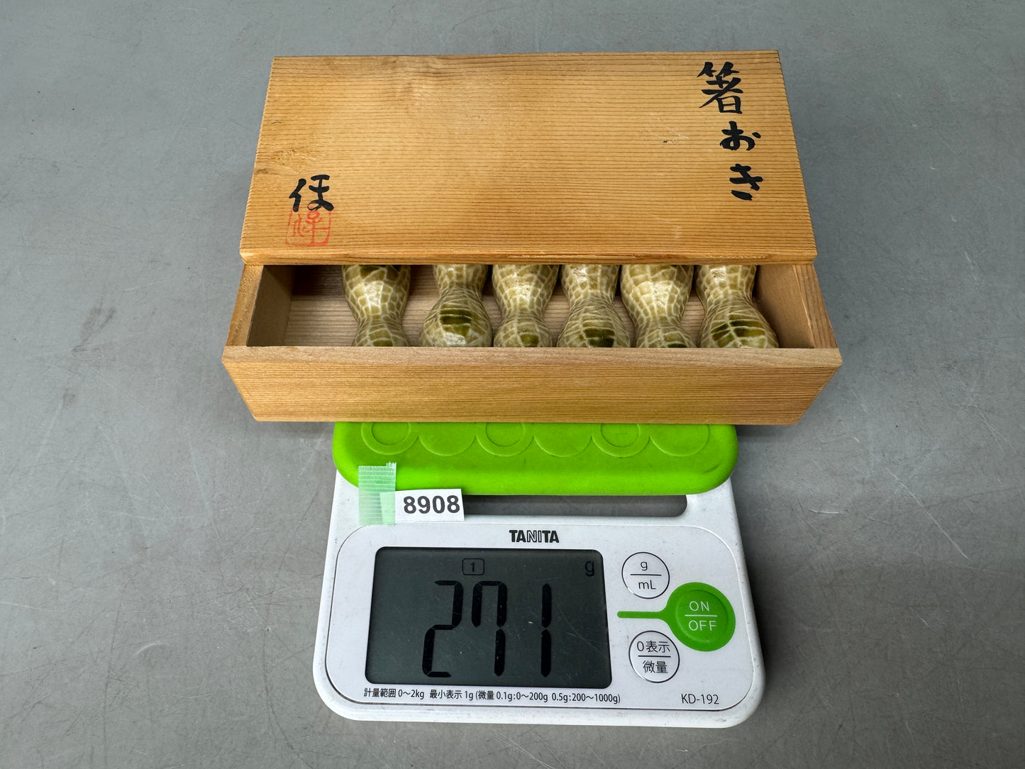 Y8908 OKIMONO Kiseto-ware chopstick rest 5 pieces signed box Japan antique