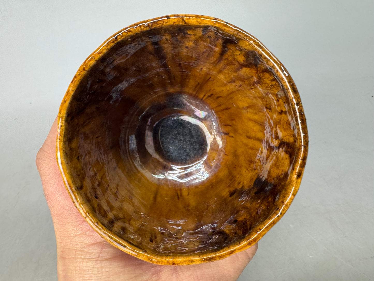 Y8910 CHAWAN Ohi-ware tube bowl signed Japan antique tea ceremony teacup pottery