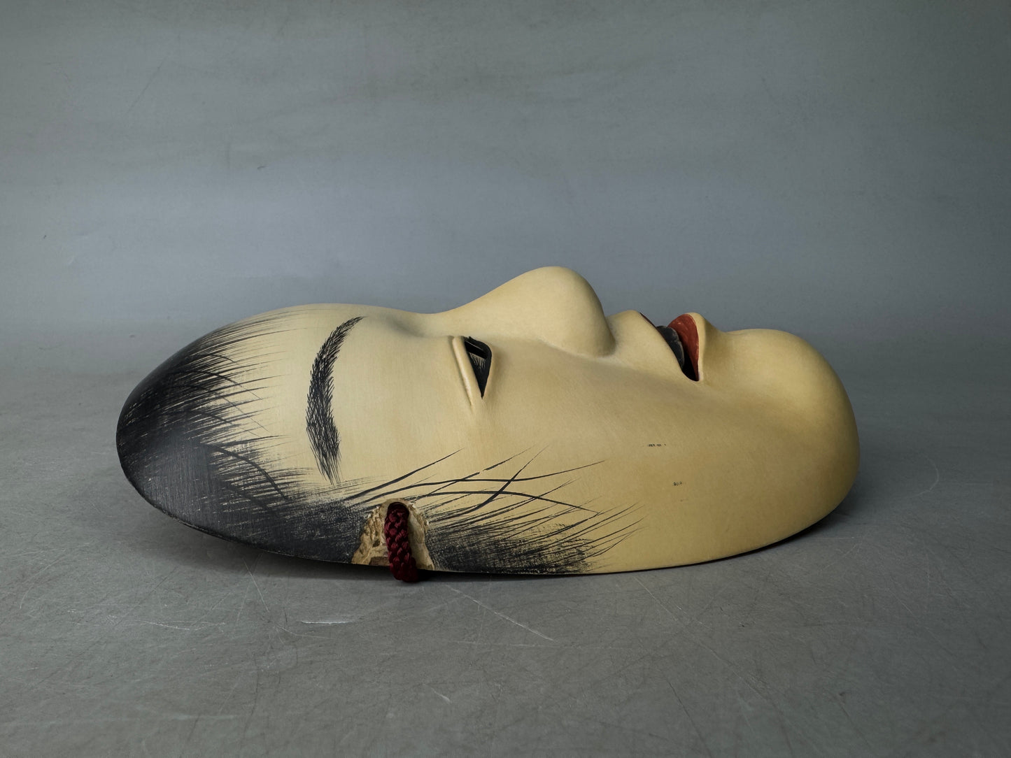 Y8911 NOH MASK wood carving Doushi signed Japan antique omen men dance drama