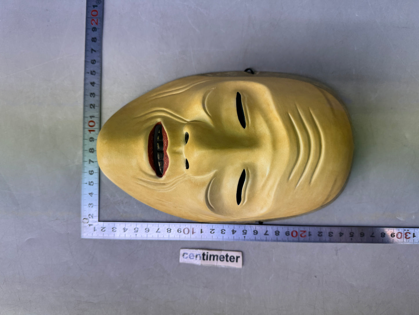 Y8912 NOH MASK wood carving Uba signed Japan antique omen men dance drama