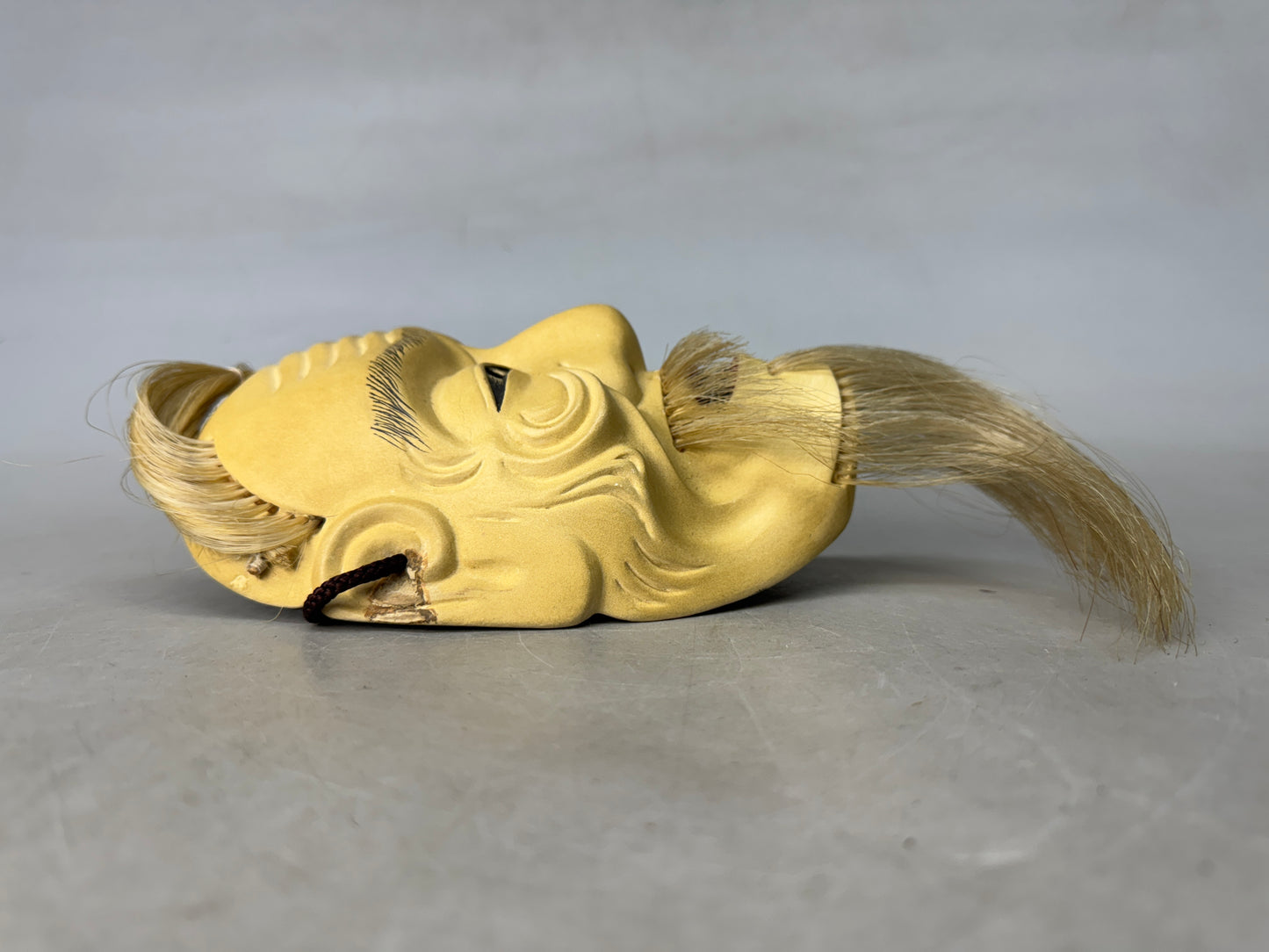 Y8915 NOH MASK wood carving Sankojo signed Japan antique omen men dance drama