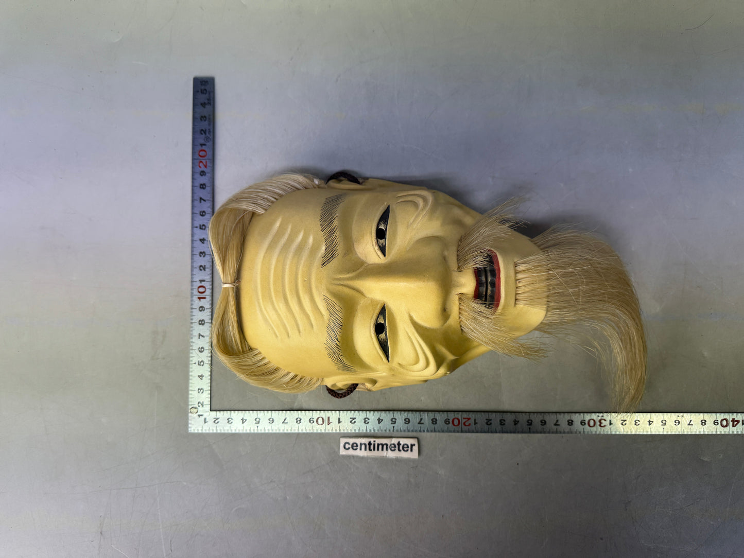 Y8915 NOH MASK wood carving Sankojo signed Japan antique omen men dance drama