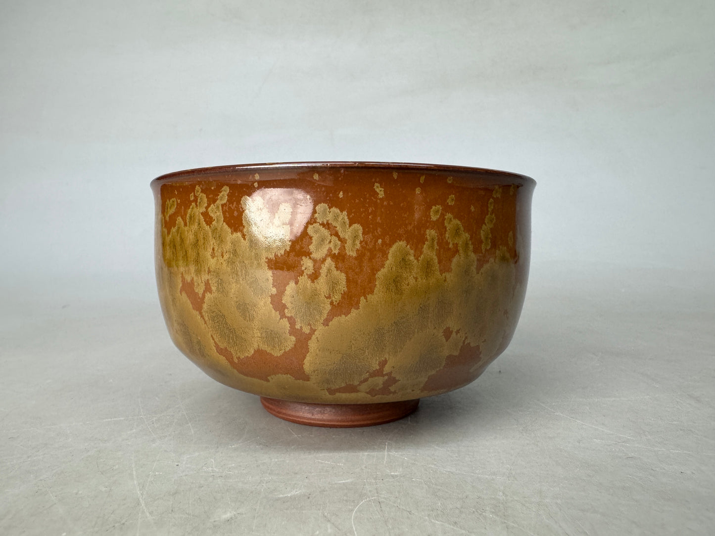 Y8919 CHAWAN Seto-ware gold crystal bowl signed box Japan antique tea ceremony
