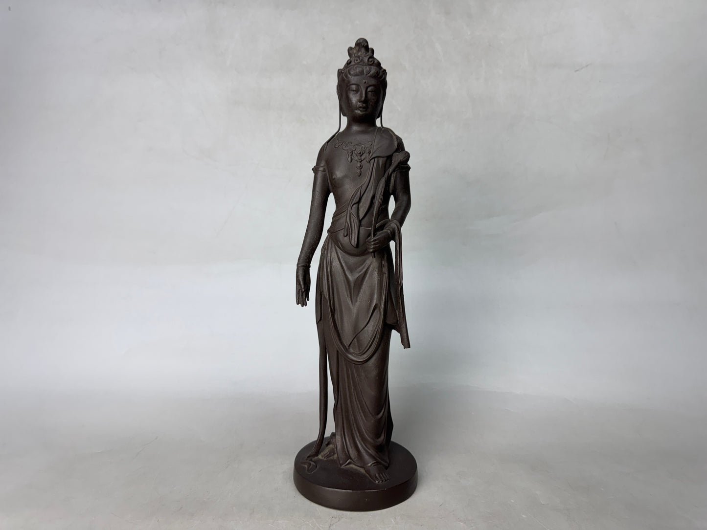 Y8921 STATUE Copper Kannon figure figurine signed Japan antique interior decor