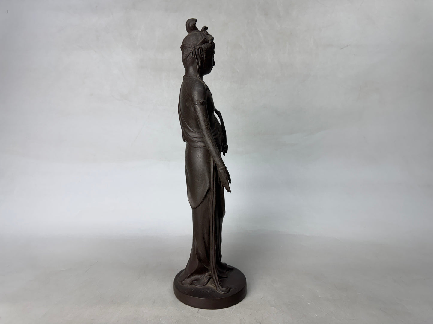 Y8921 STATUE Copper Kannon figure figurine signed Japan antique interior decor
