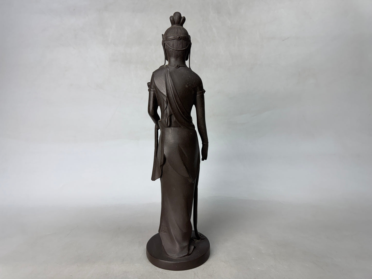 Y8921 STATUE Copper Kannon figure figurine signed Japan antique interior decor