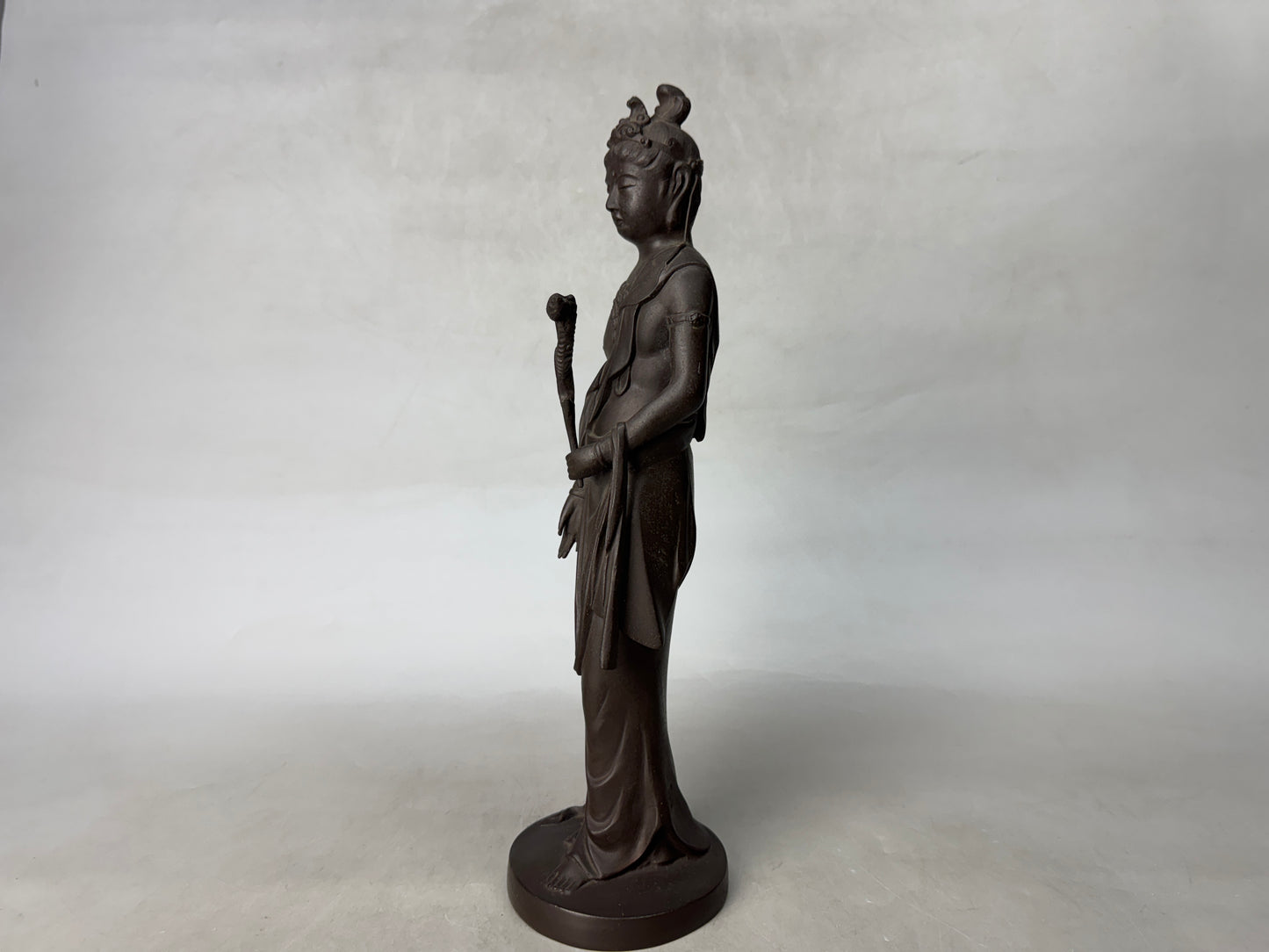 Y8921 STATUE Copper Kannon figure figurine signed Japan antique interior decor