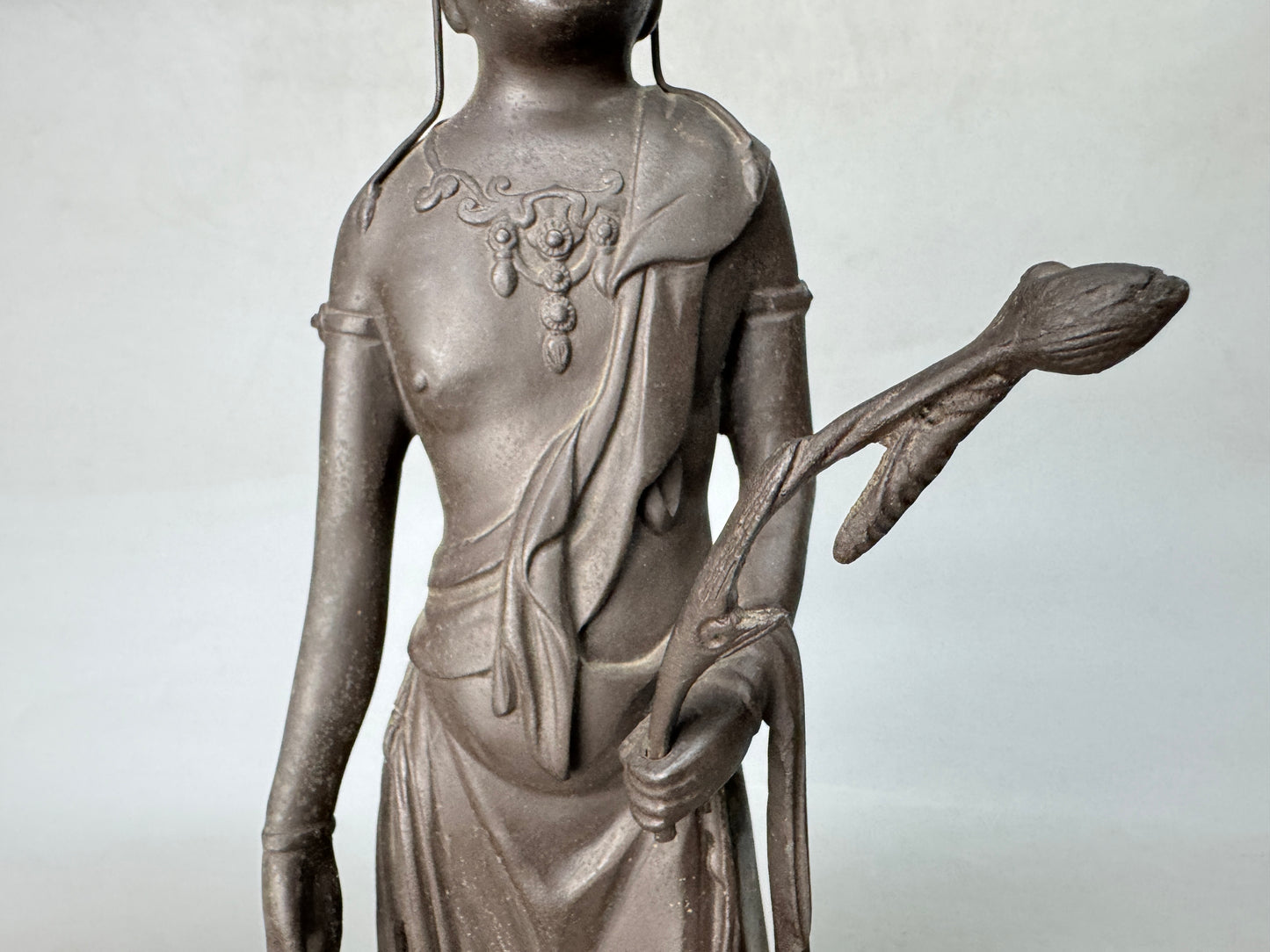 Y8921 STATUE Copper Kannon figure figurine signed Japan antique interior decor