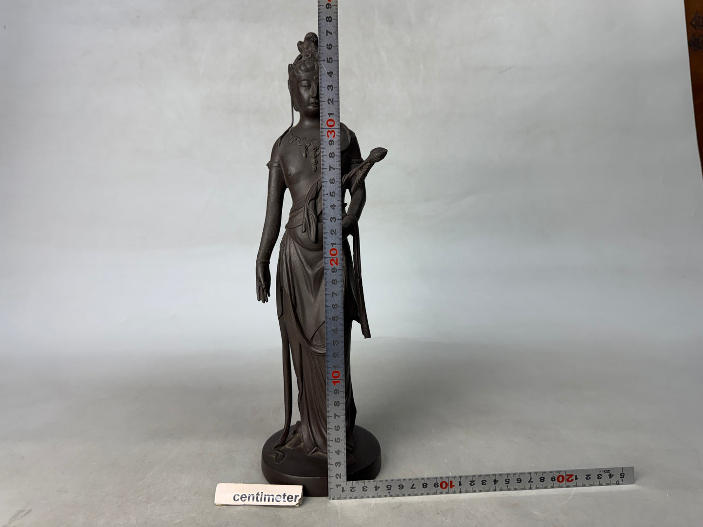 Y8921 STATUE Copper Kannon figure figurine signed Japan antique interior decor