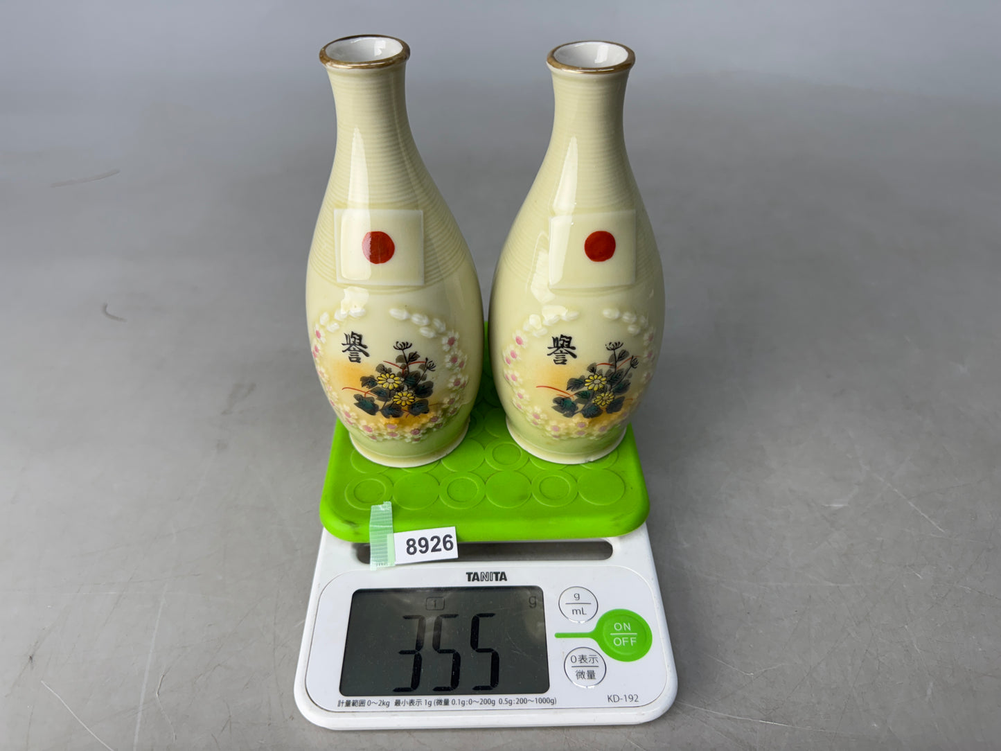 Y8926 Imperial Japan Army 2 Tokkuri Sake bottles ceramic Japan WW2 vintage