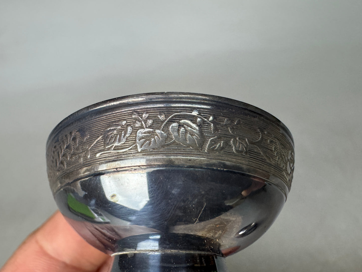 Y8929 Imperial Japan Army Pure Silver 2 sake cups box Japan WW2 vintage choushi