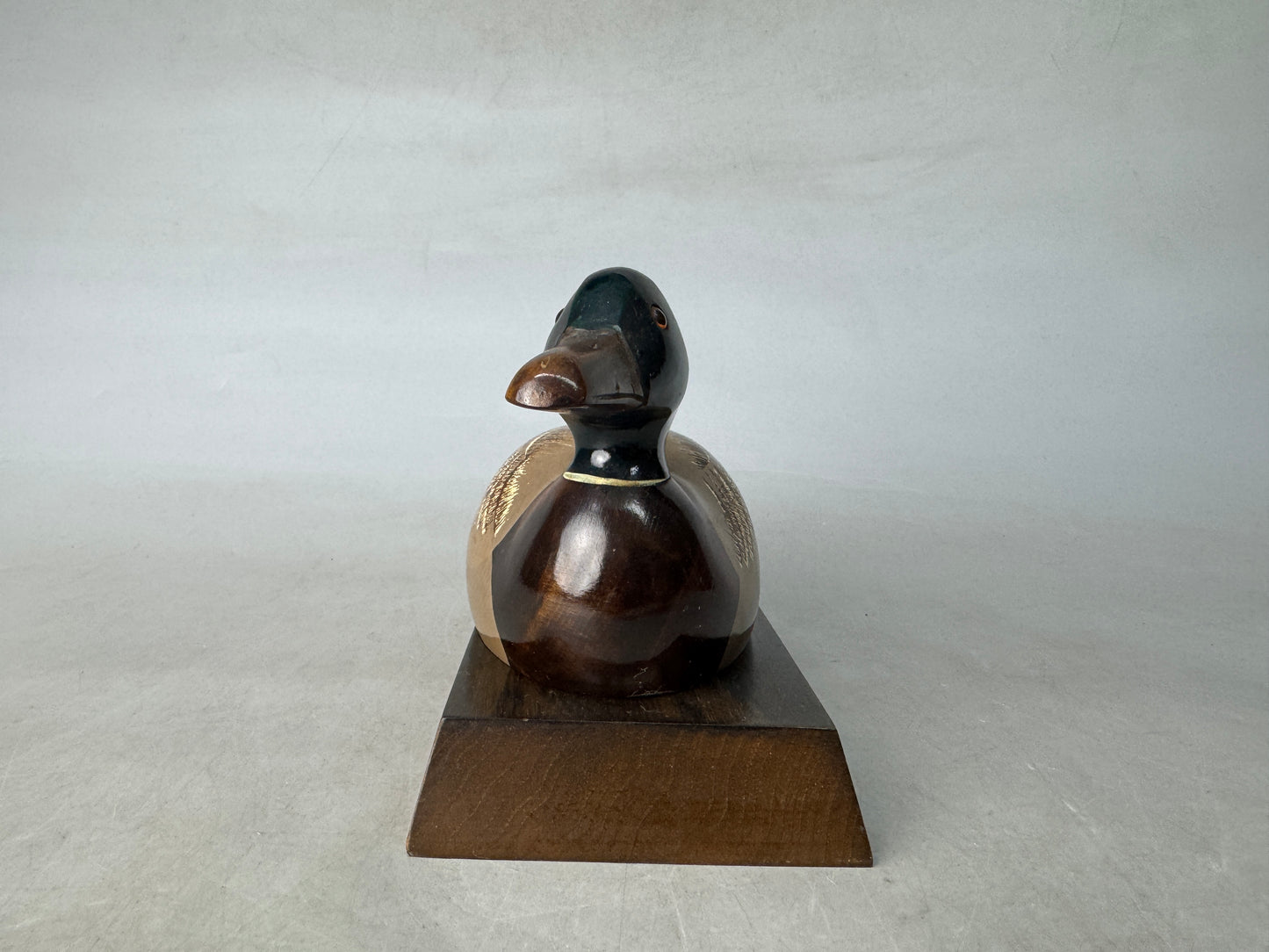 Y8936 BOX Duck accessory case wood carving Tsubogen Japan antique container