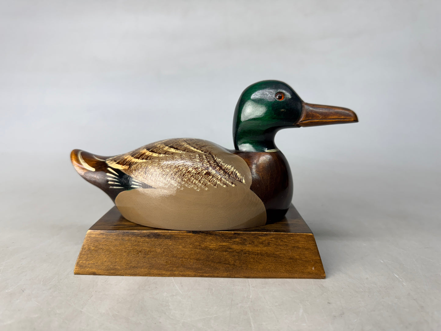 Y8936 BOX Duck accessory case wood carving Tsubogen Japan antique container
