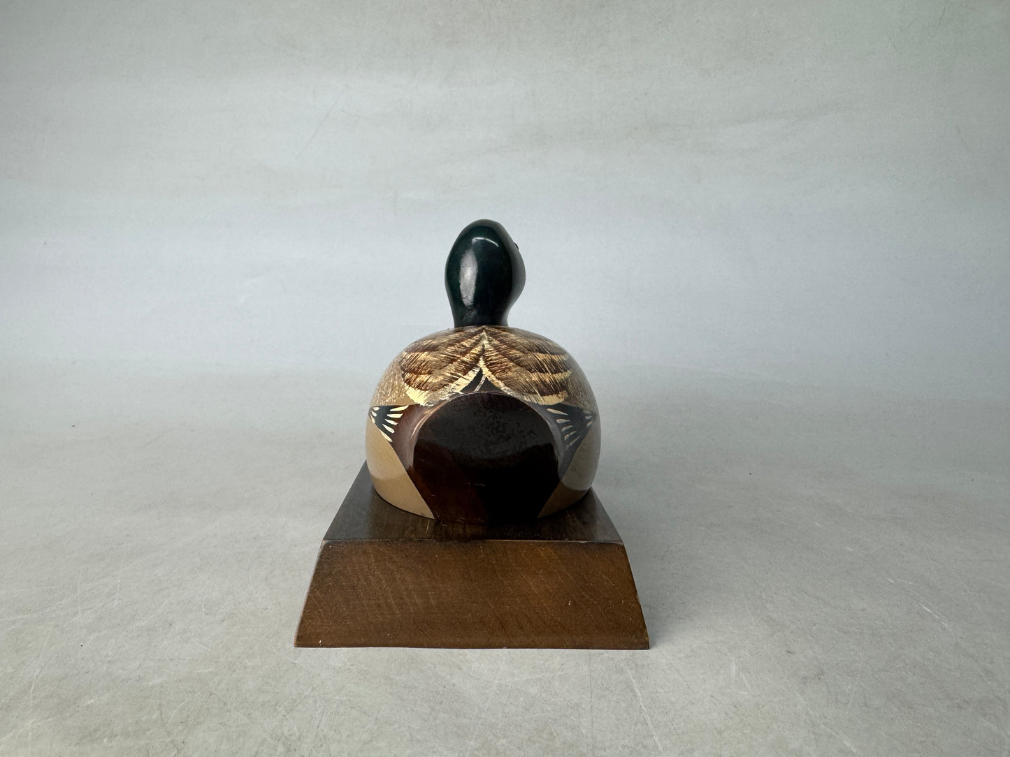 Y8936 BOX Duck accessory case wood carving Tsubogen Japan antique container
