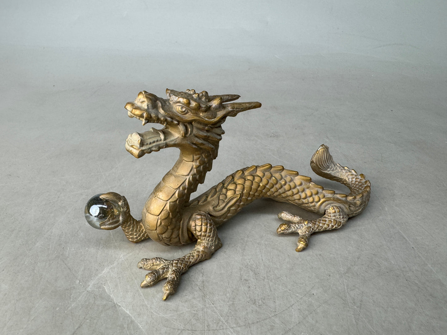 Y8938 OKIMONO metal Dragon figurine Japan antique interior figure ornament decor