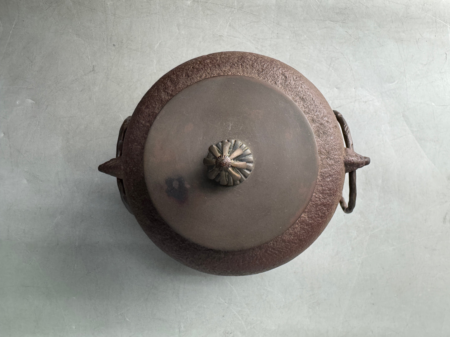 Y8939 CHAGAMA Iron teapot pot Copper lid Japan antique tea ceremony utensils