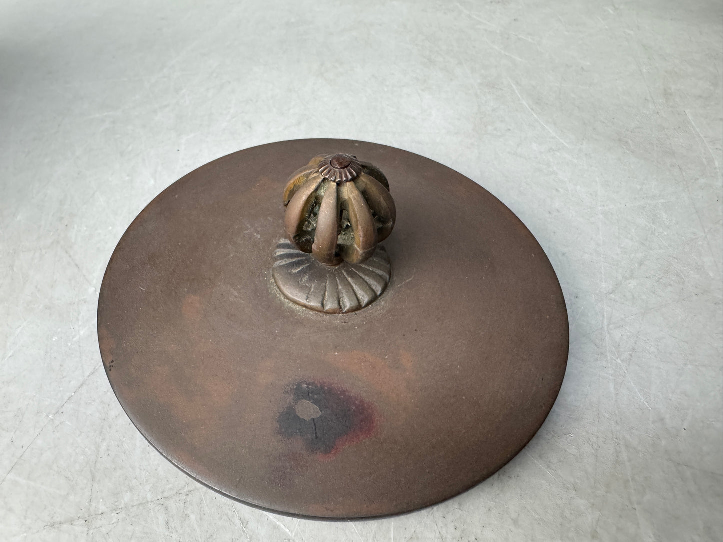 Y8939 CHAGAMA Iron teapot pot Copper lid Japan antique tea ceremony utensils