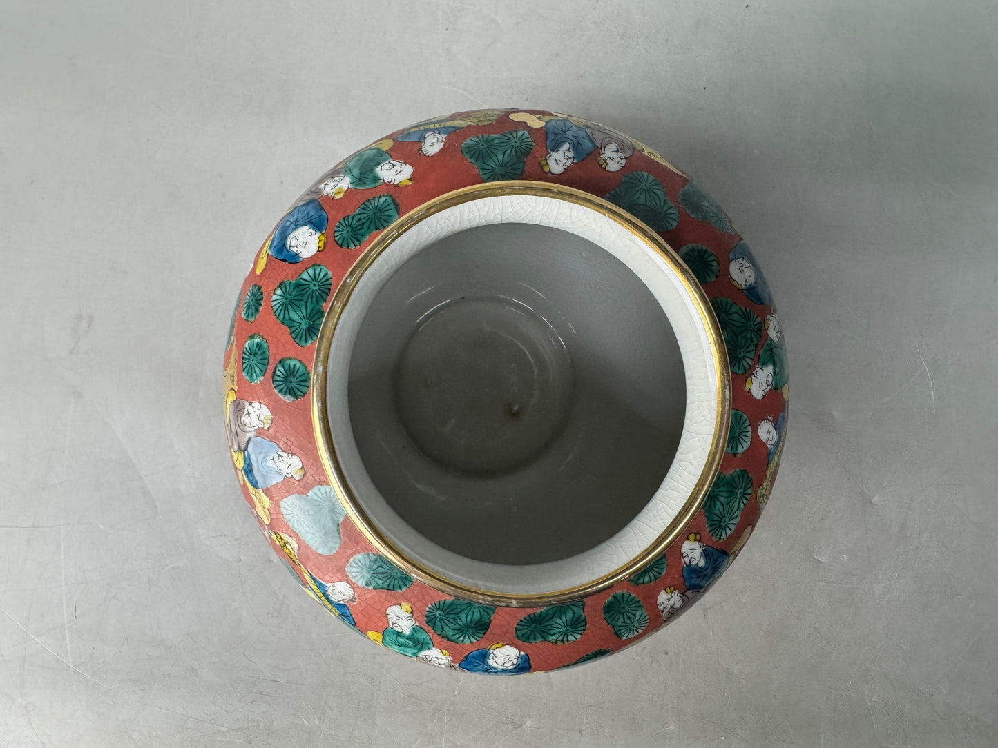 Y8945 FLOWER VASE Kutani-ware signed Japan ikebana floral arrangement interior