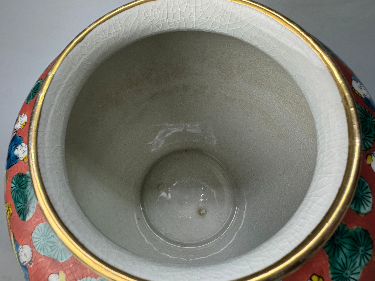 Y8945 FLOWER VASE Kutani-ware signed Japan ikebana floral arrangement interior