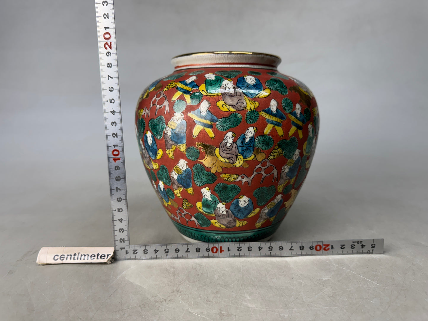 Y8945 FLOWER VASE Kutani-ware signed Japan ikebana floral arrangement interior