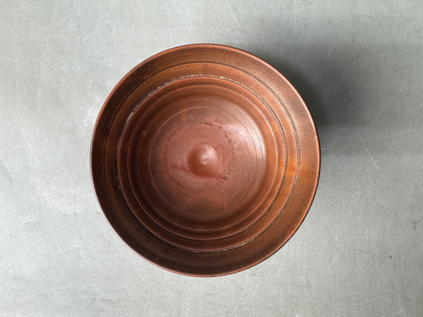 Y8946 CHAWAN Bizen-ware flat bowl signed Japan antique tea ceremony cup pottery