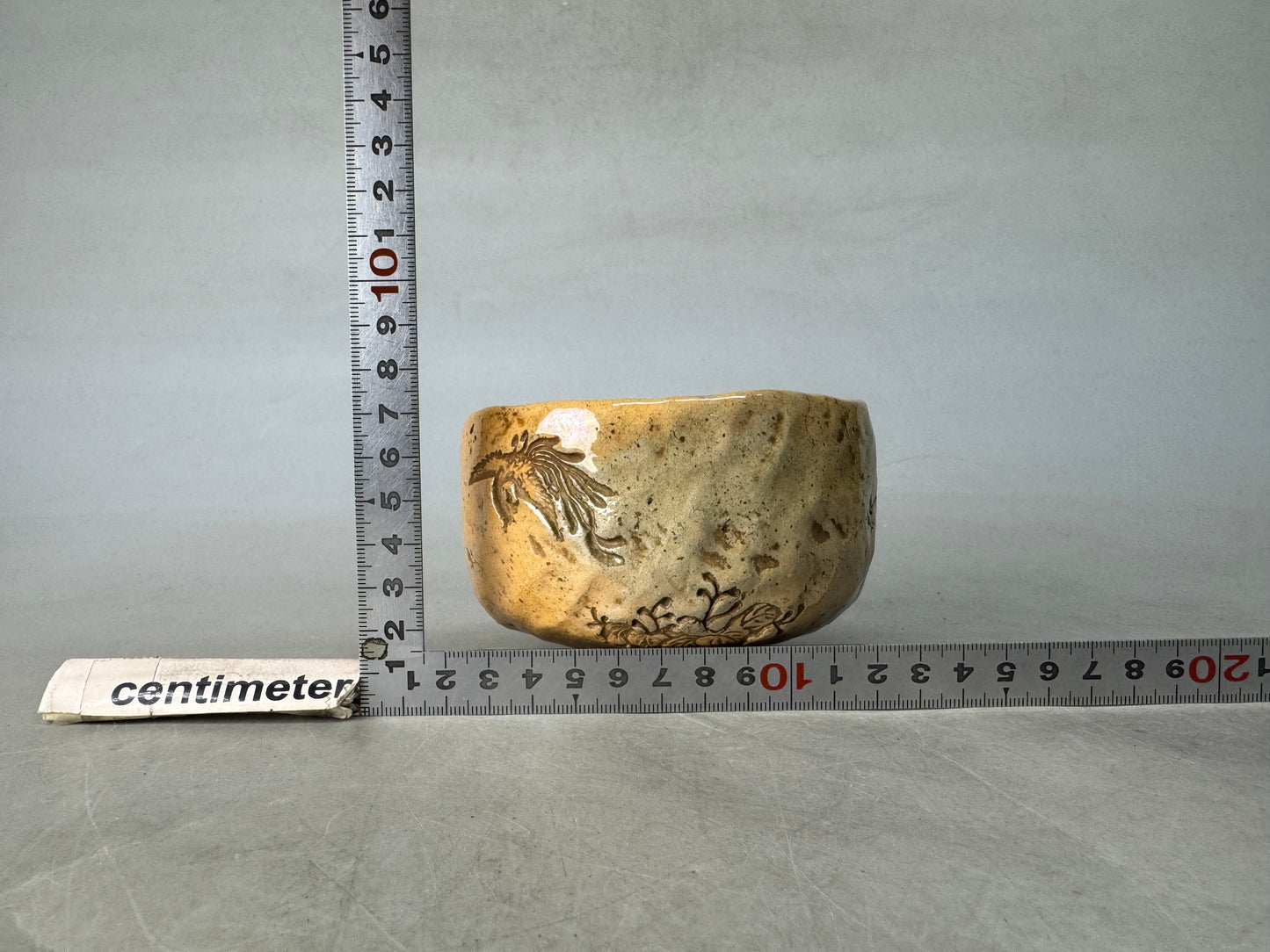 Y8947 CHAWAN Raku-ware bowl Paulownia Phoenix Japan antique tea ceremony pottery