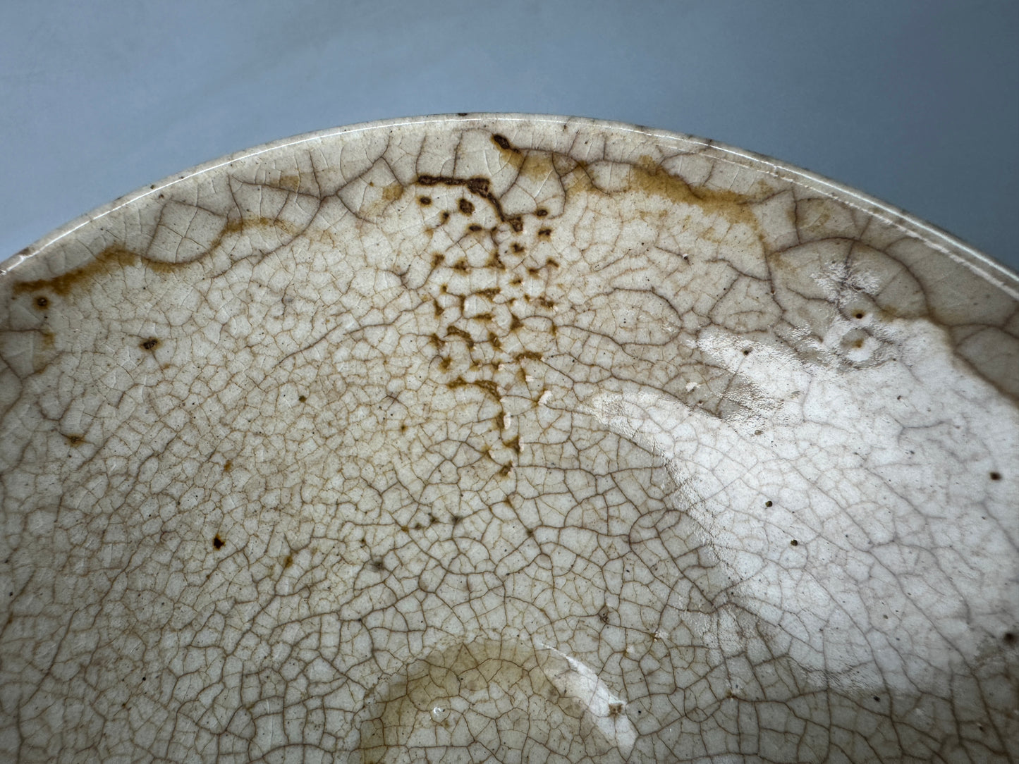 Y8953 CHAWAN Mino-ware flat bowl Japan antique tea ceremony pottery tableware