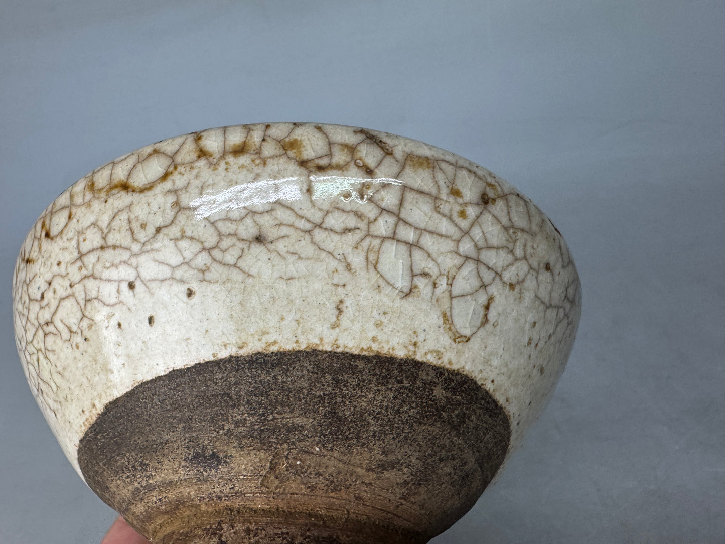 Y8953 CHAWAN Mino-ware flat bowl Japan antique tea ceremony pottery tableware