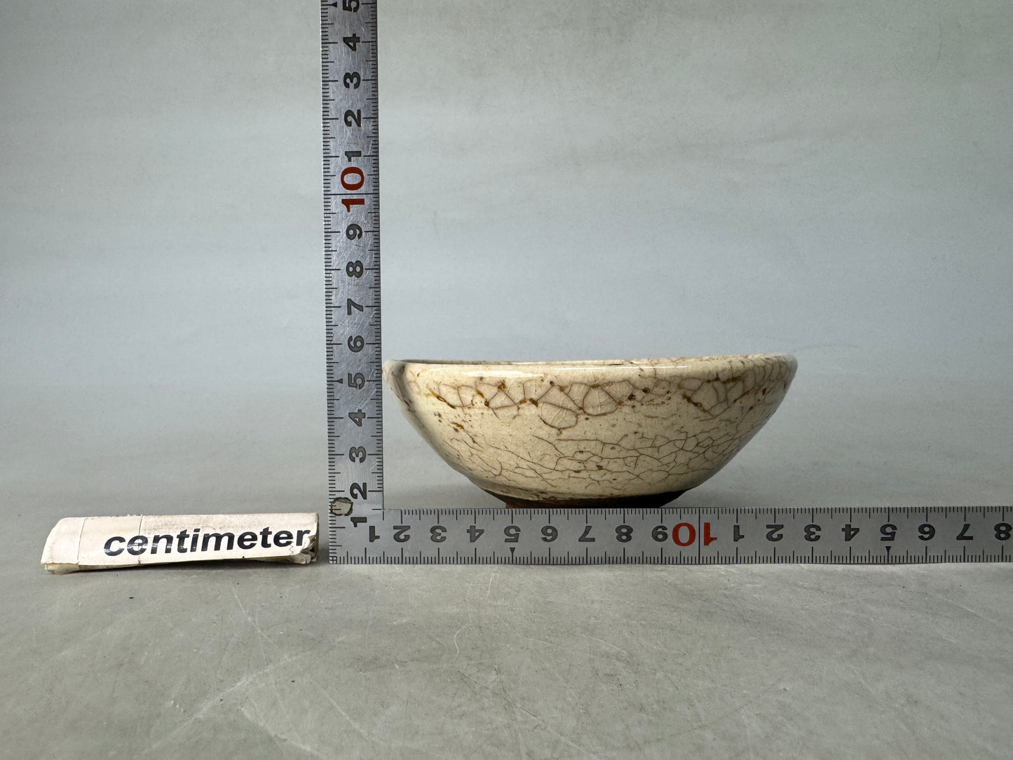 Y8953 CHAWAN Mino-ware flat bowl Japan antique tea ceremony pottery tableware
