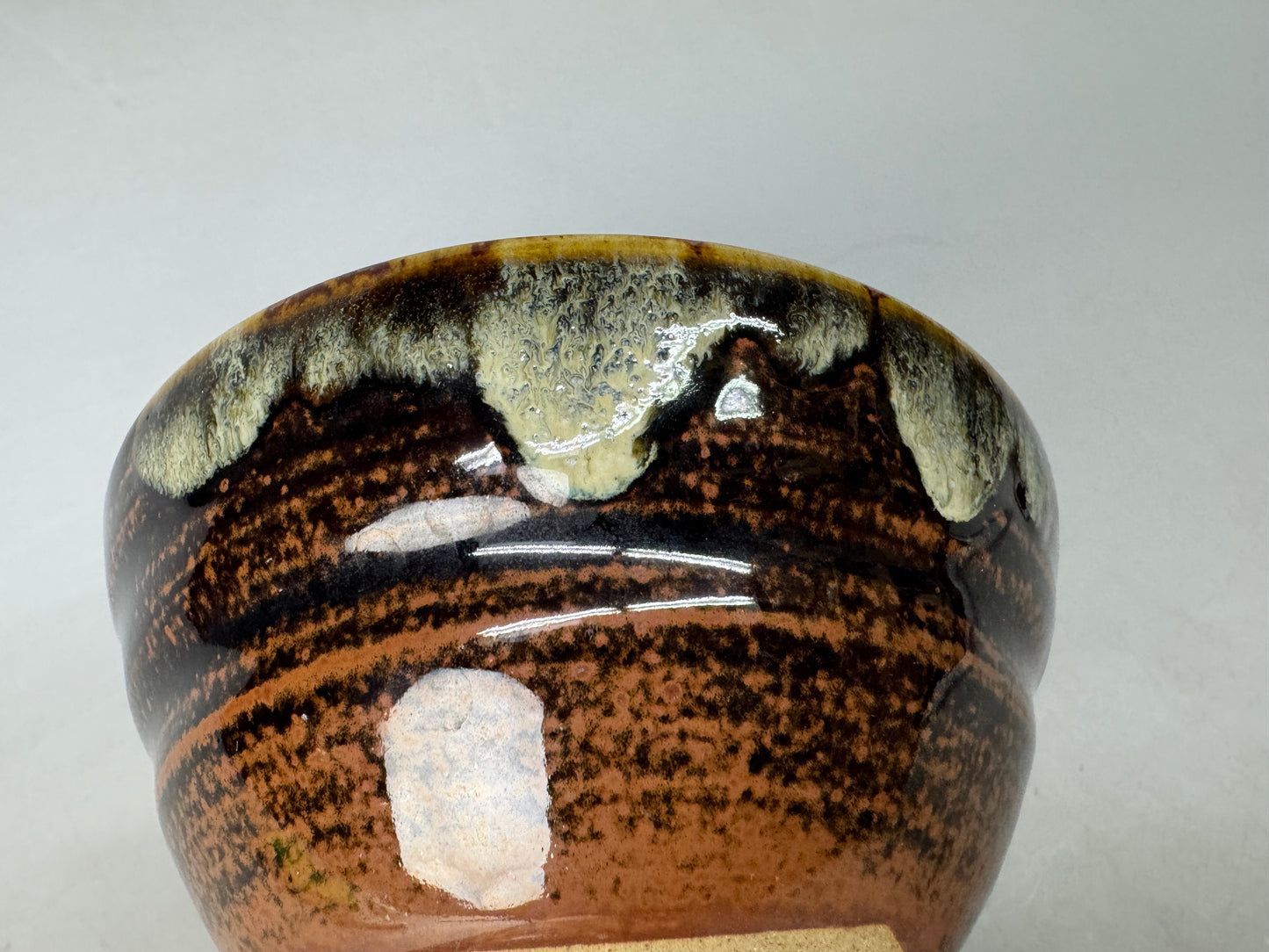Y8955 CHAWAN Akogi-ware bowl signed Japan antique tea ceremony cup pottery