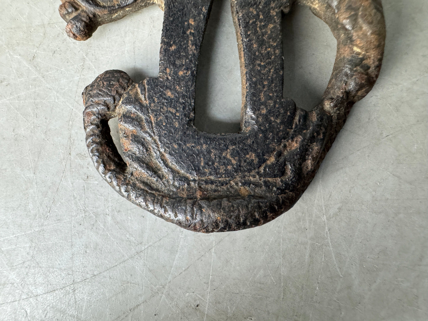 Y8960 TSUBA Iron sword guard Dragon Japan samurai katana antique koshirae edo