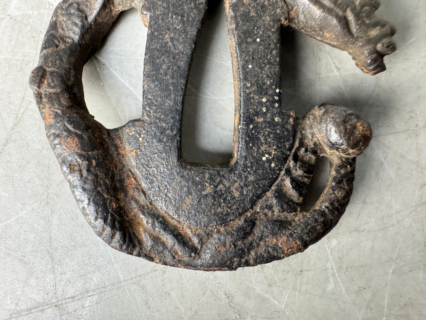 Y8960 TSUBA Iron sword guard Dragon Japan samurai katana antique koshirae edo