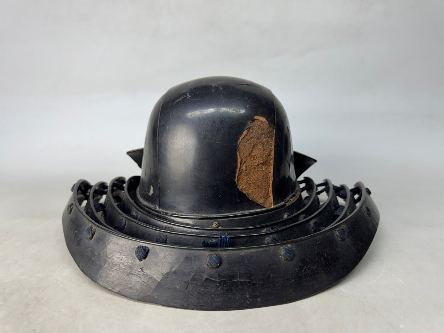 Y8961 KABUTO Iron Zunari helmet black lacquer armor Japan antique bugu yoroi