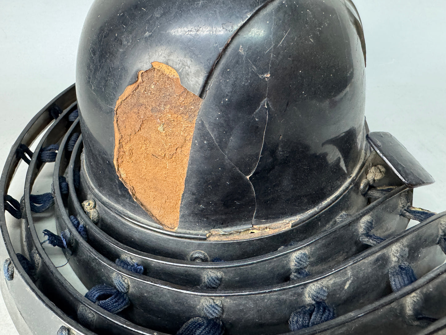 Y8961 KABUTO Iron Zunari helmet black lacquer armor Japan antique bugu yoroi