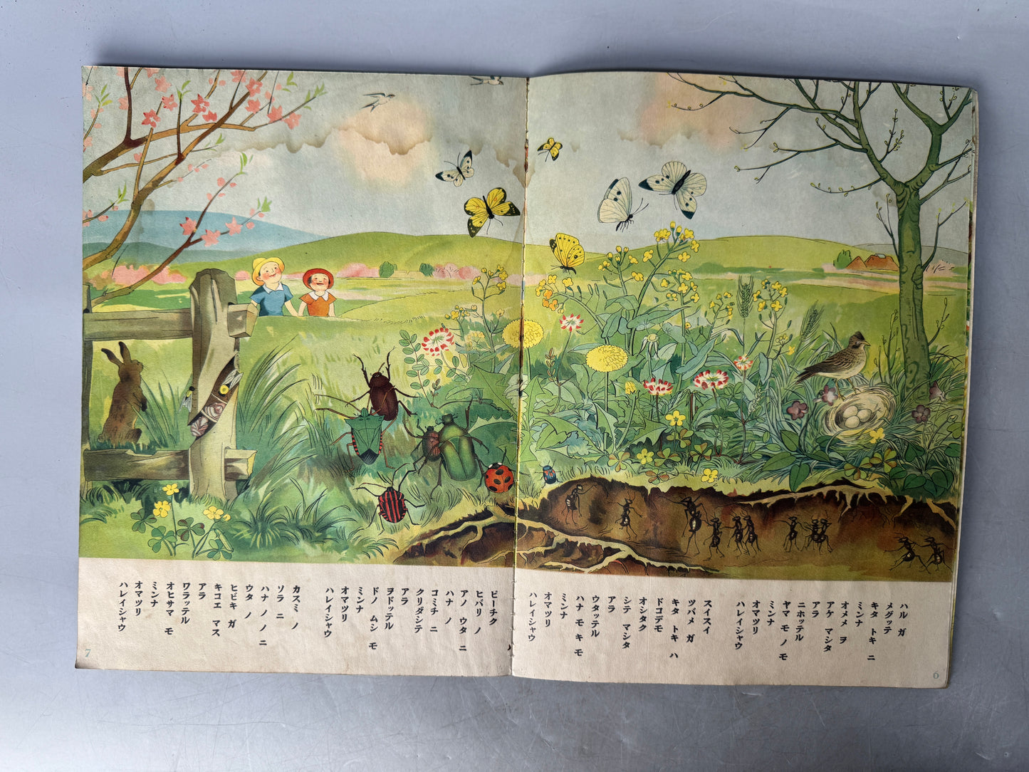 Y8977 PICTURE BOOK Prewar Kinder Books spring summer autumn winter Japan antique
