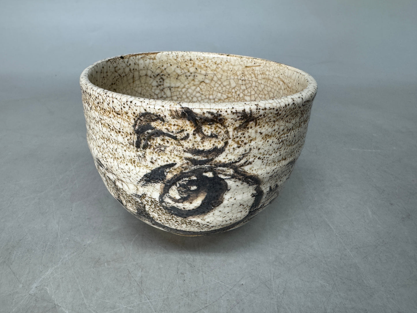 Y8981 CHAWAN Mino-ware bowl jewel signed Japan antique tea ceremony cup pottery