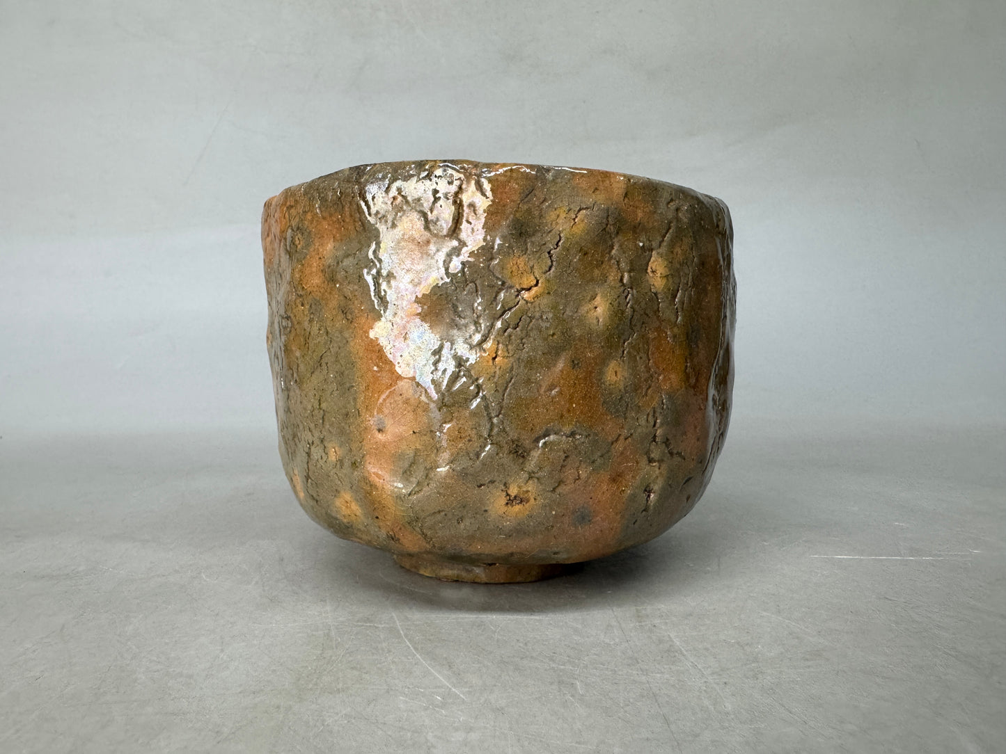Y8983 CHAWAN Raku-ware red tube bowl unsigned Japan antique tea ceremony pottery