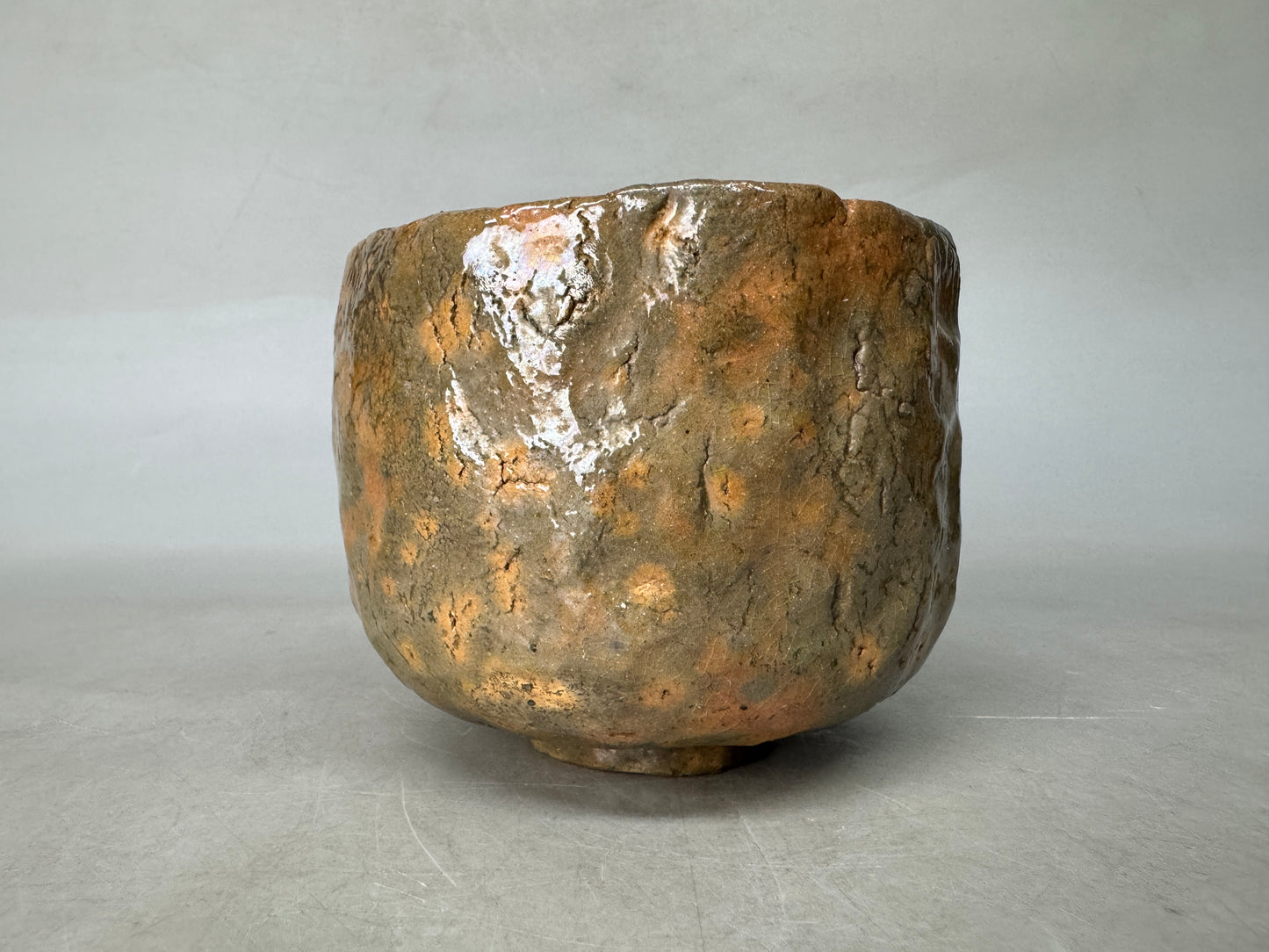 Y8983 CHAWAN Raku-ware red tube bowl unsigned Japan antique tea ceremony pottery