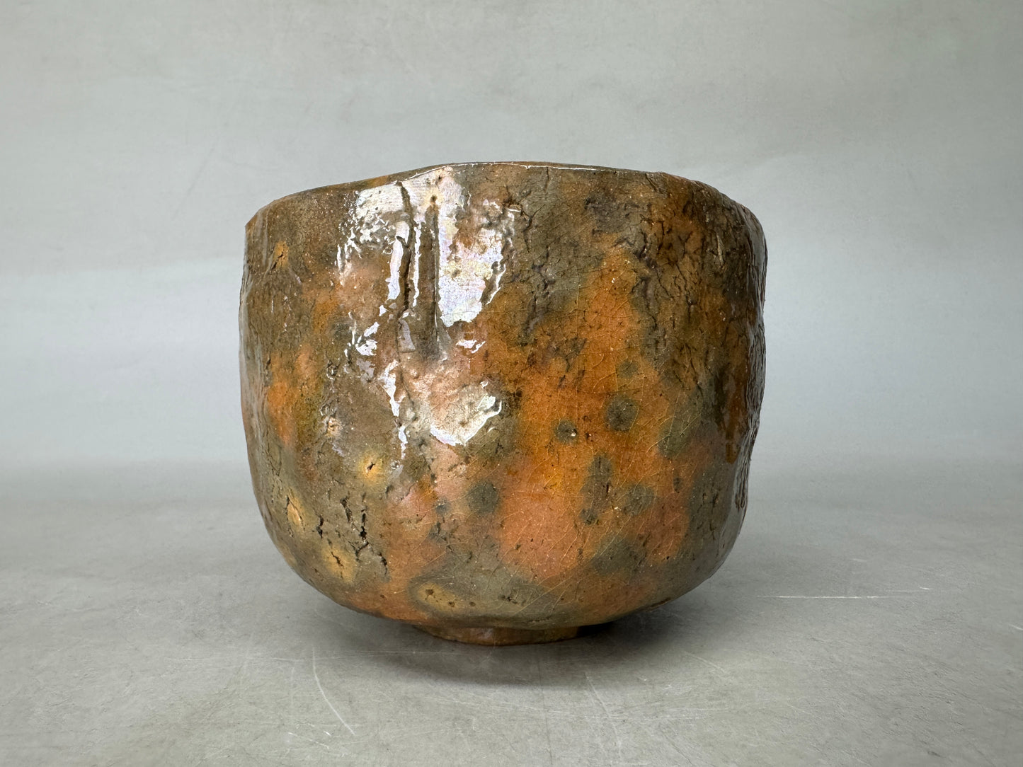 Y8983 CHAWAN Raku-ware red tube bowl unsigned Japan antique tea ceremony pottery