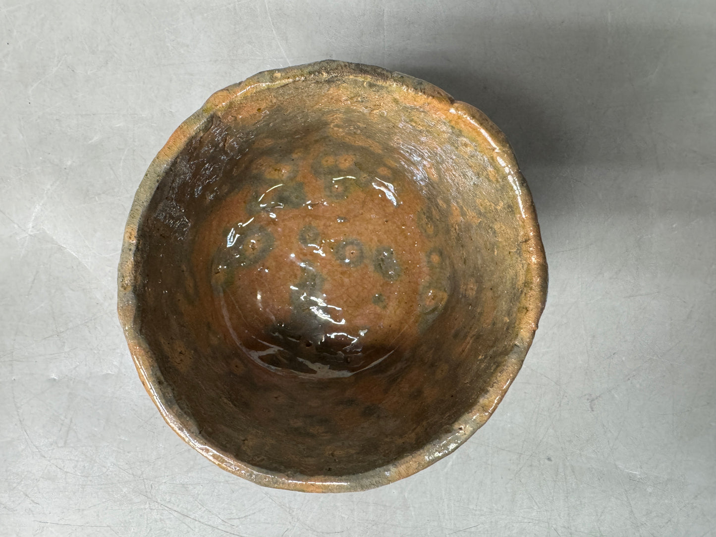 Y8983 CHAWAN Raku-ware red tube bowl unsigned Japan antique tea ceremony pottery