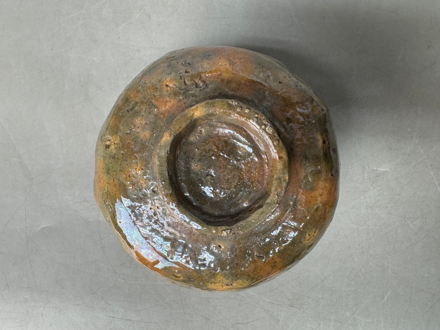 Y8983 CHAWAN Raku-ware red tube bowl unsigned Japan antique tea ceremony pottery