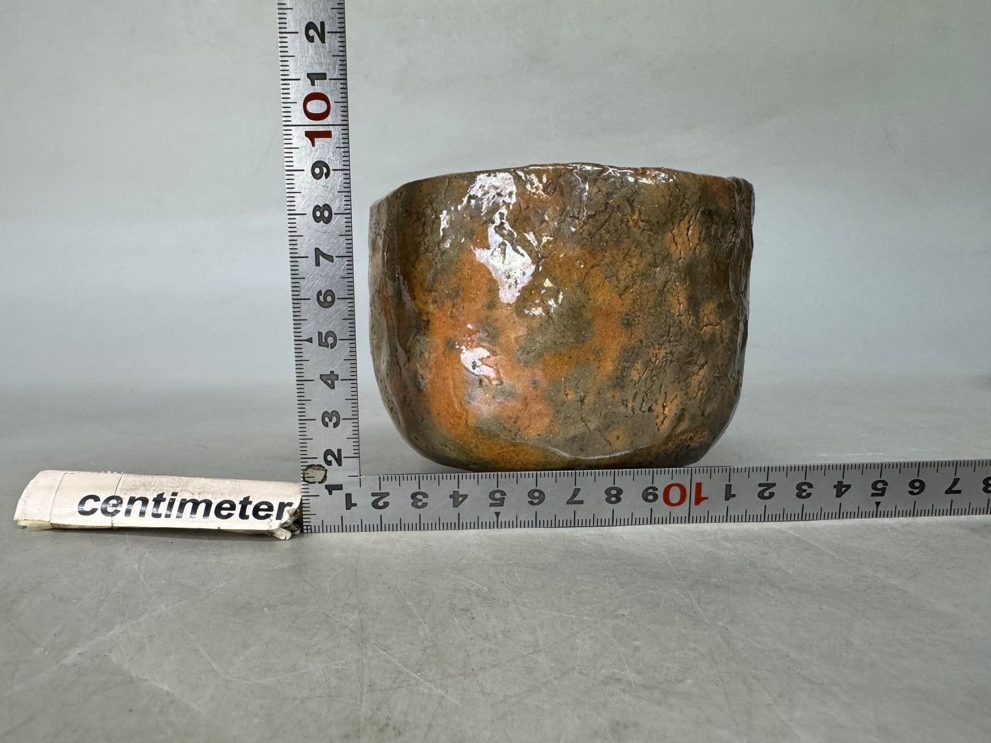 Y8983 CHAWAN Raku-ware red tube bowl unsigned Japan antique tea ceremony pottery