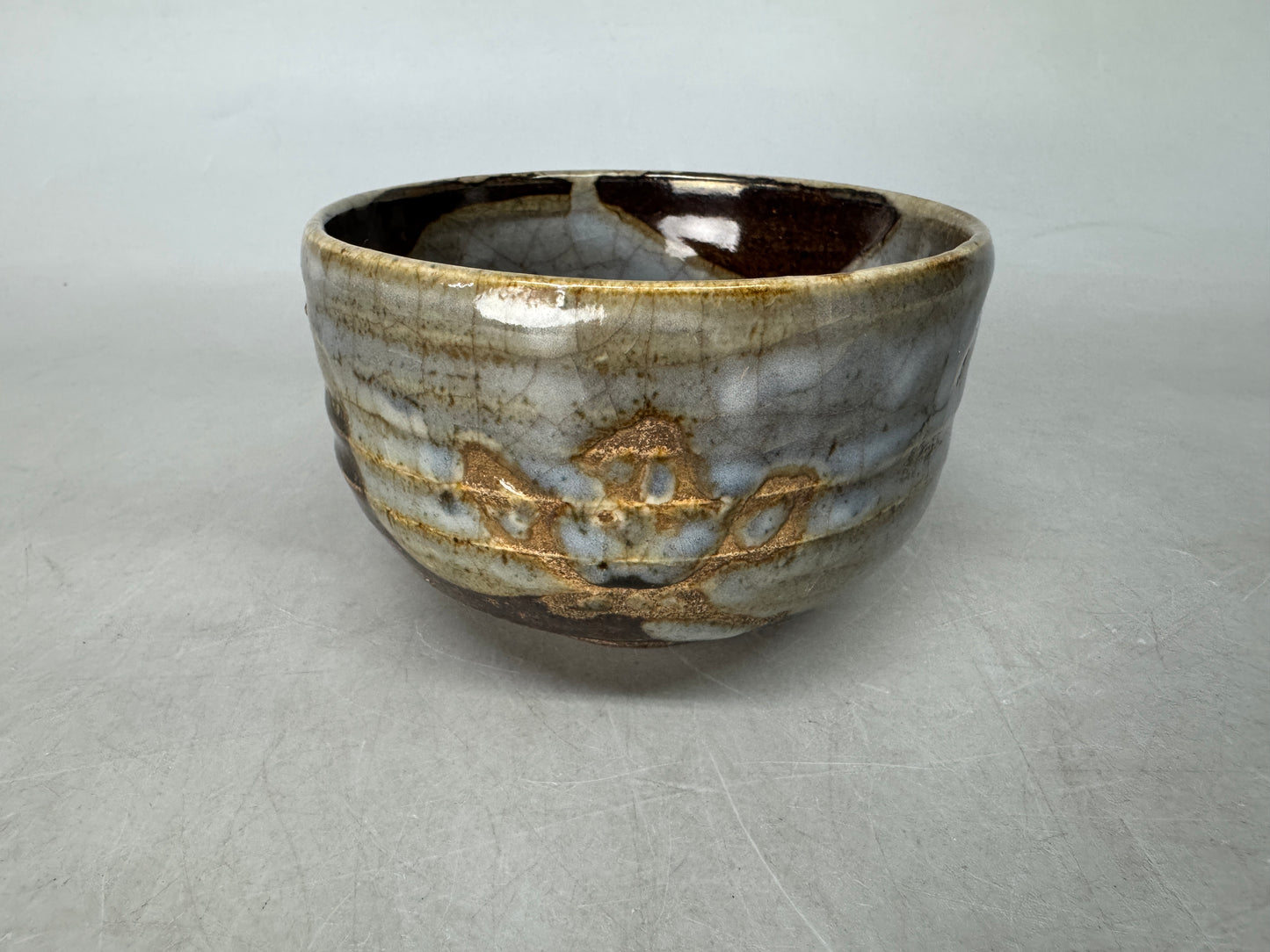 Y8985 CHAWAN Seto-ware bowl signed Japan antique tea ceremony pottery tableware
