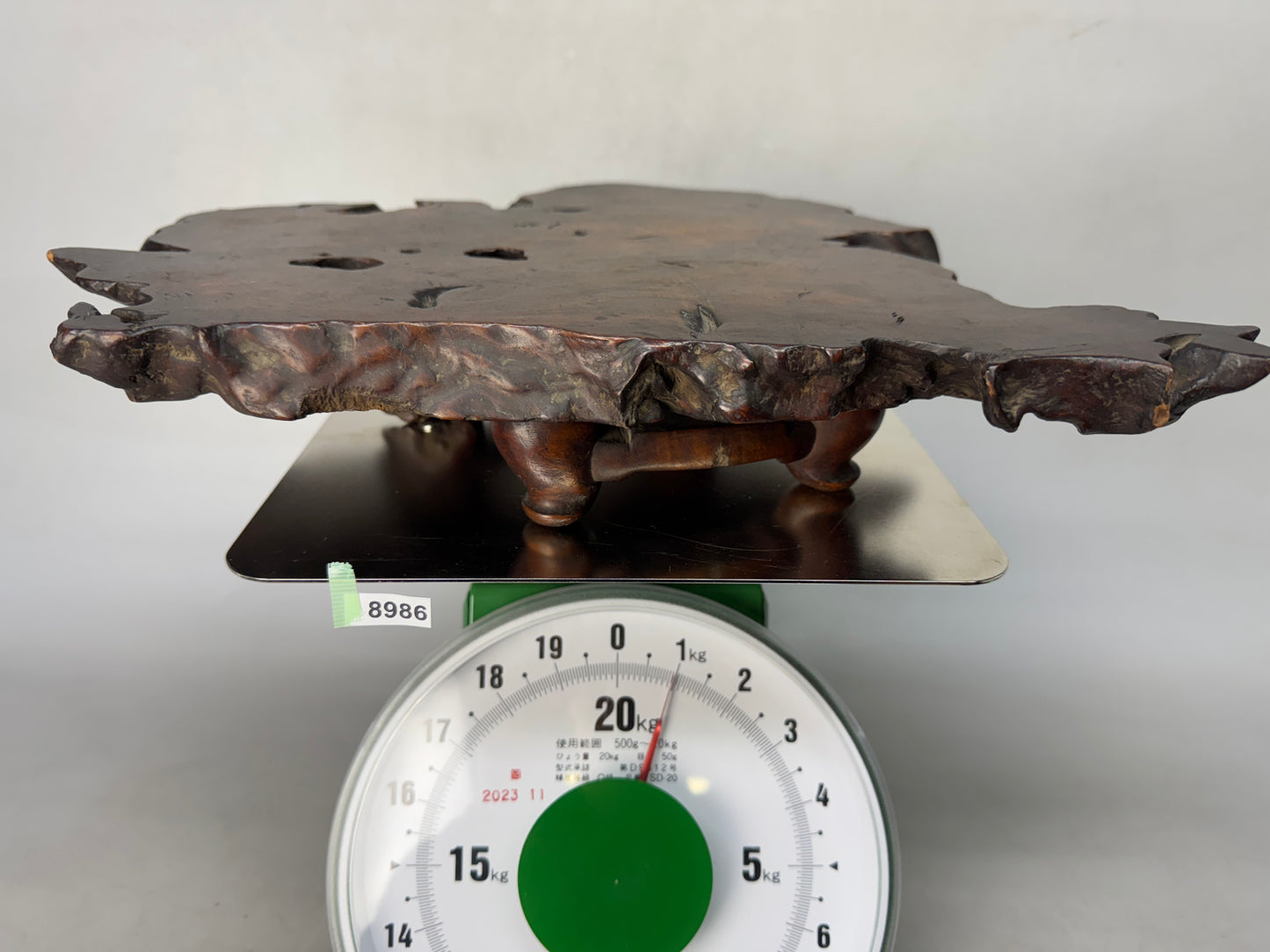 Y8986 FLOWER STAND wooden legs Tamamoku natural wood Japan antique ikebana decor