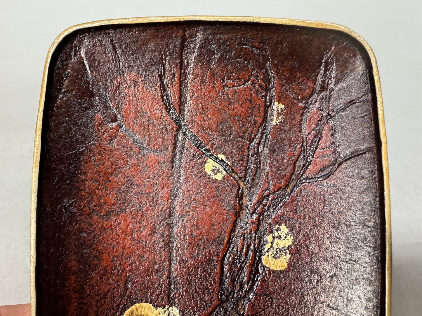 Y8992 DISH Makie small plates set of 5 signed Cherry blossoms Japan antique