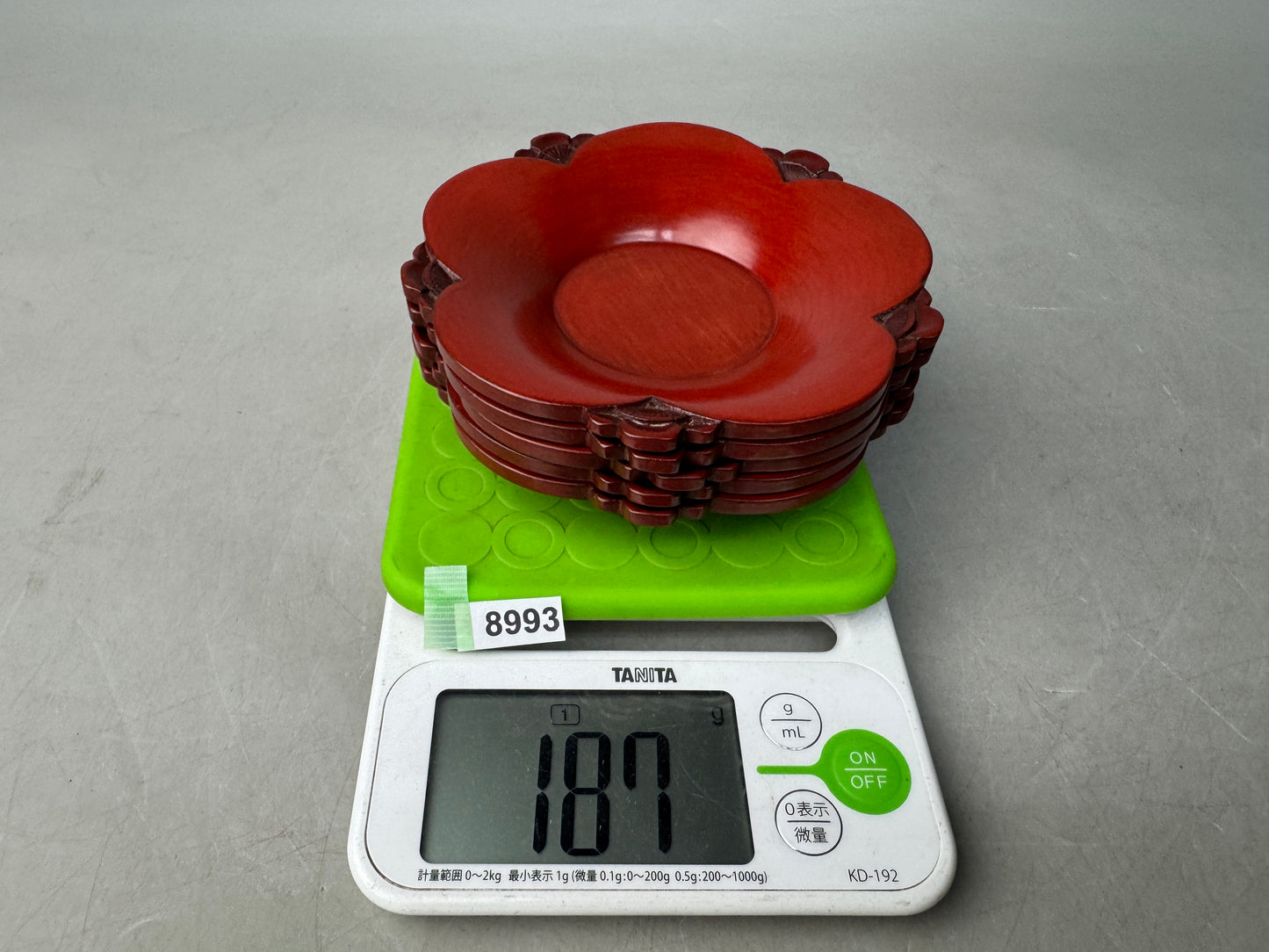 Y8993 DISH Kamakura carving Chataku coaster set of 5 signed Japan antique